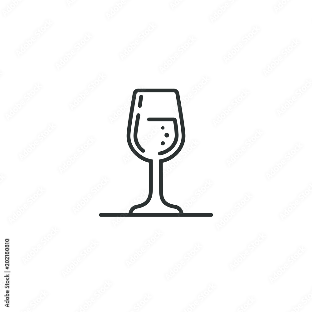 black and white frameless linear icon of wine glass black and white frameless linear icon of wine glass