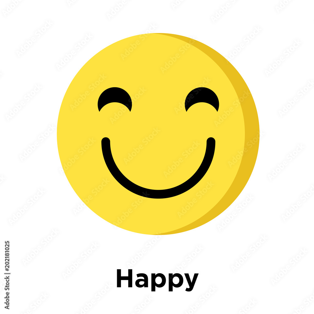 Happy icon isolated on white background Happy icon isolated on white background