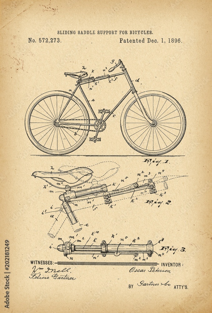 1896 Patent Velocipede Bicycle history  invention