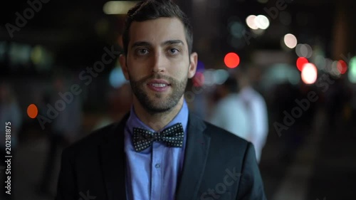 Young Business Man Portrait at Night photo