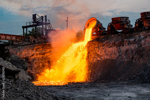 Domestic slag discharge at the iron foundry  industrial landscape