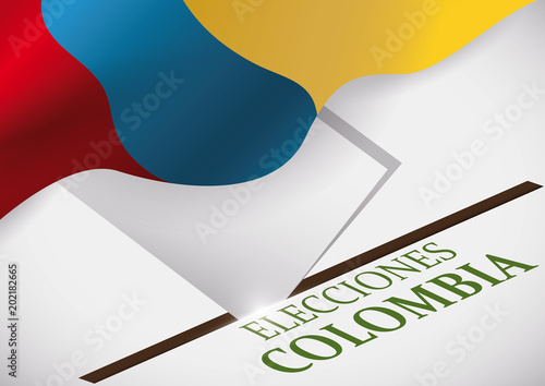 Electoral Box, Card and Colombian Flag for Elections Event, Vector Illustration