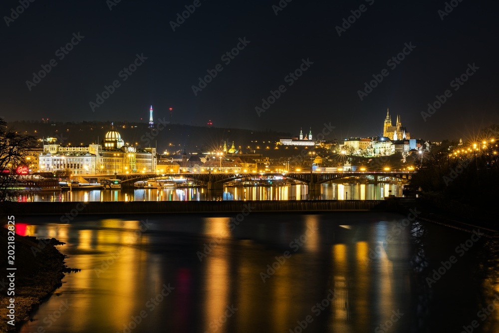 Evening panorama of Prague