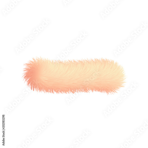 Mathematical symbol minus in fur childish style. Colorful cartoon fluffy gentle line. Feathery fun pink digit. Vector isolated illustration