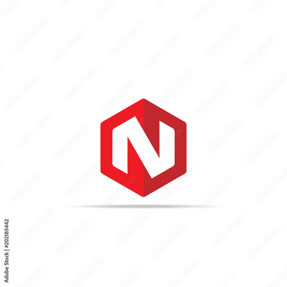 Letter N logo icon in polygon hexagonal shape concept design. business corporate logo template element. vector illustration. Letter N logo icon in polygon hexagonal shape concept design. business corporate logo template element. vector illustration.