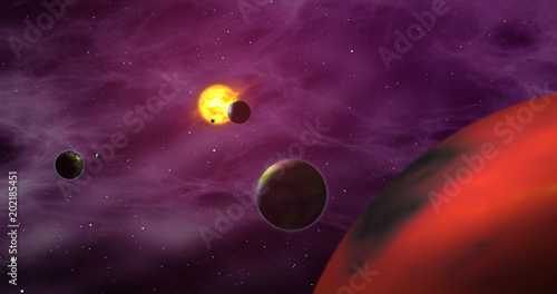 Fototapeta Naklejka Na Ścianę i Meble -  Exoplanets in foreign solar system