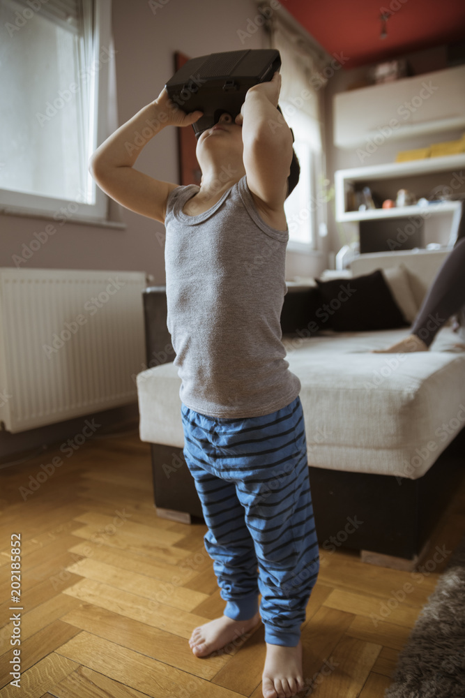 Little Boy Using VR Headset Little Boy Using VR Headset