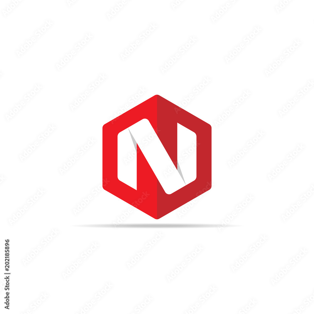 Letter N logo icon in polygon hexagonal shape concept design. business corporate logo template element. vector illustration. Letter N logo icon in polygon hexagonal shape concept design. business corporate logo template element. vector illustration.