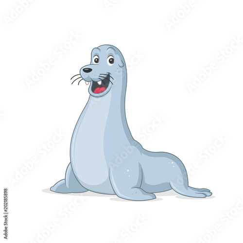 Cute sea lion cartoon illustration isolated on white Stock Vector | Adobe  Stock