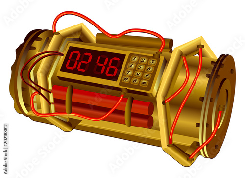 Time bomb with timer vector illustration isolated on white background