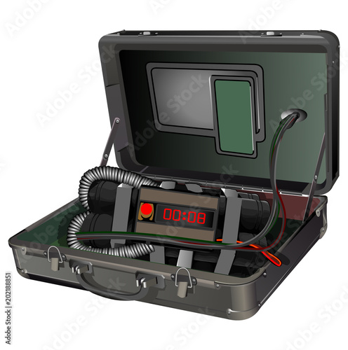 Briefcase with a time bomb dynamite vector illustration isolated on white background