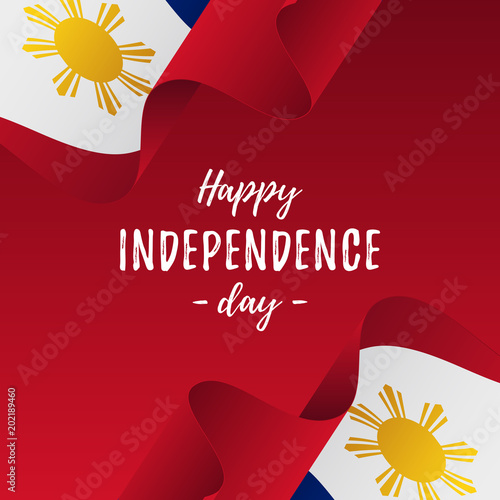 Banner or poster of Philippines independence day celebration. Philippines flag. Vector illustration.