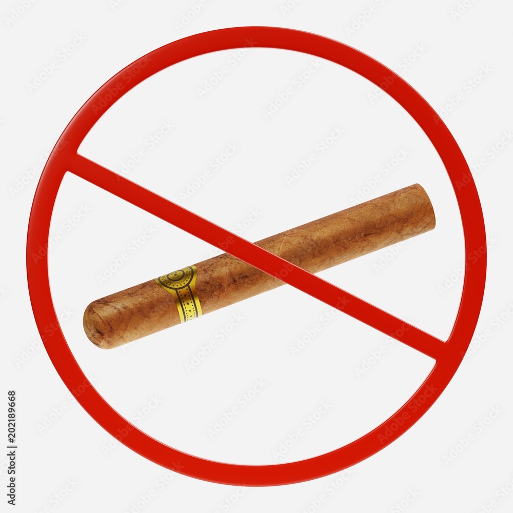 3D Render of Prohibition Sign with Cigar