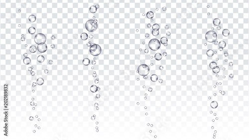 Underwater Bubbles Vector. Fizzing Air Stream. Soda Pop Effect. Champagne. Transparent Realistic Isolated Illustration
