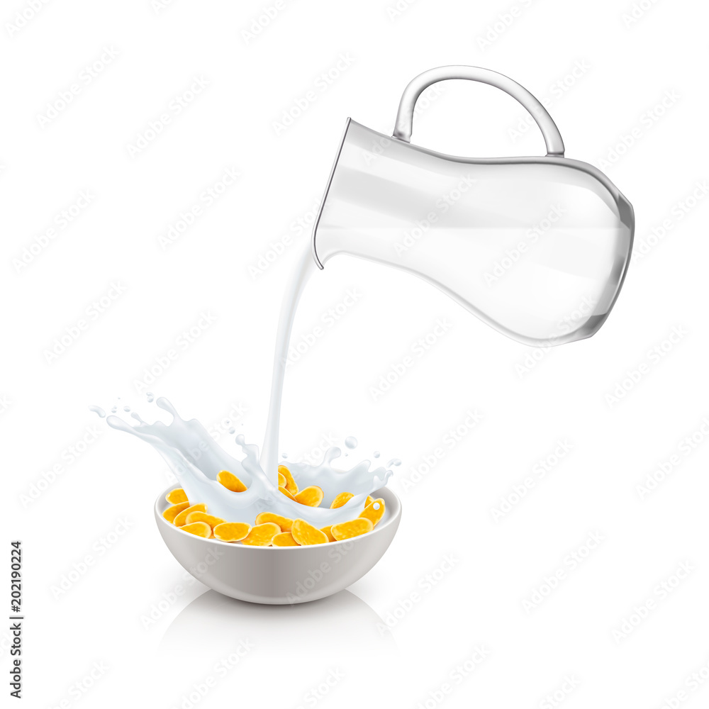 Milk Breakfast Cereals Realistic Illustration Milk Breakfast Cereals Realistic Illustration