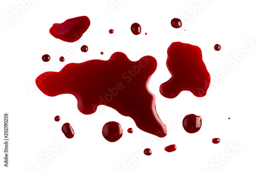 Drop red blood bleeding dripping splash isolated on white background