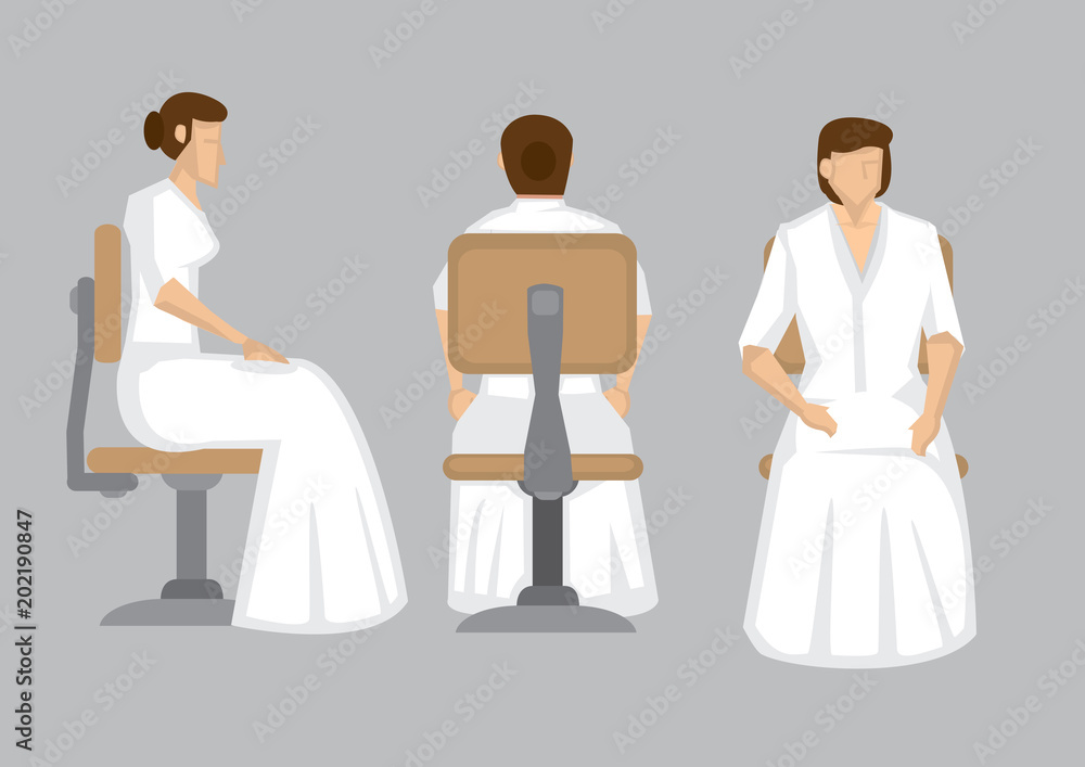 Sitting Elegant Lady in White Long Gown Cartoon Character Vector Illustration Sitting Elegant Lady in White Long Gown Cartoon Character Vector Illustration
