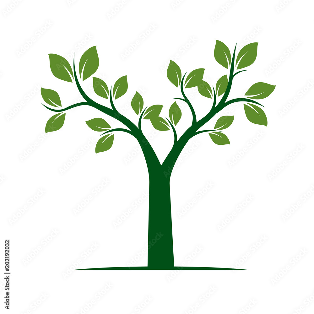 Obraz premium Green Spring Tree. Vector Illustration.
