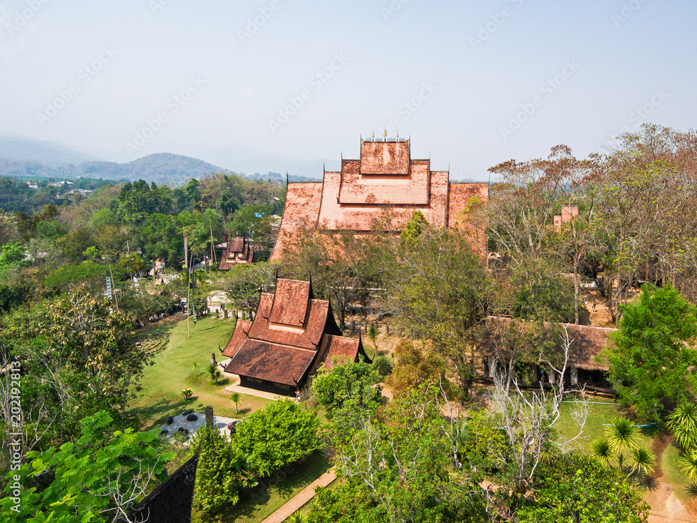Aerial view of Black House - Baan Dam museum, Chiang Rai, Thailand