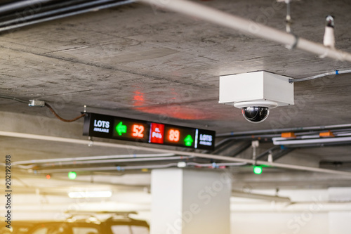 CCTV Camera at the parking department store , cctv camera on the parking lot