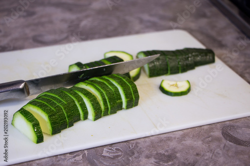 Green sliced zucchini