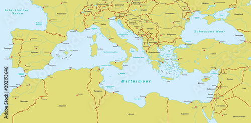 Mittelmeerkarte - Orange