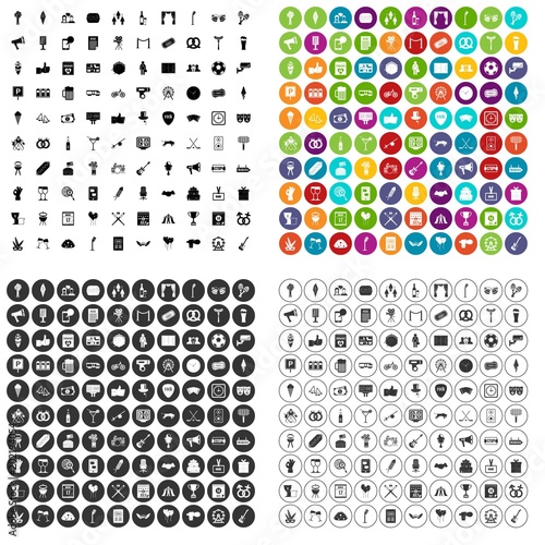 100 events icons set vector in 4 variant for any web design isolated on white