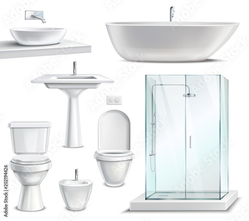 Realistic Bathroom Furniture Set