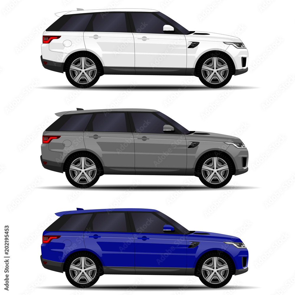 Fototapeta premium realistic SUV cars set. side view
