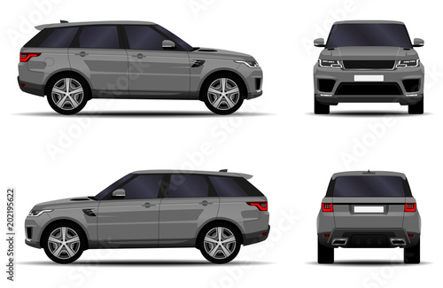 realistic SUV car. front view  side view  back view. © kupchynskyi12