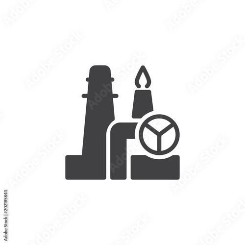 Oil refinery factory vector icon. filled flat sign for mobile concept and web design. Business industry simple solid icon. Symbol  logo illustration. Pixel perfect vector graphics