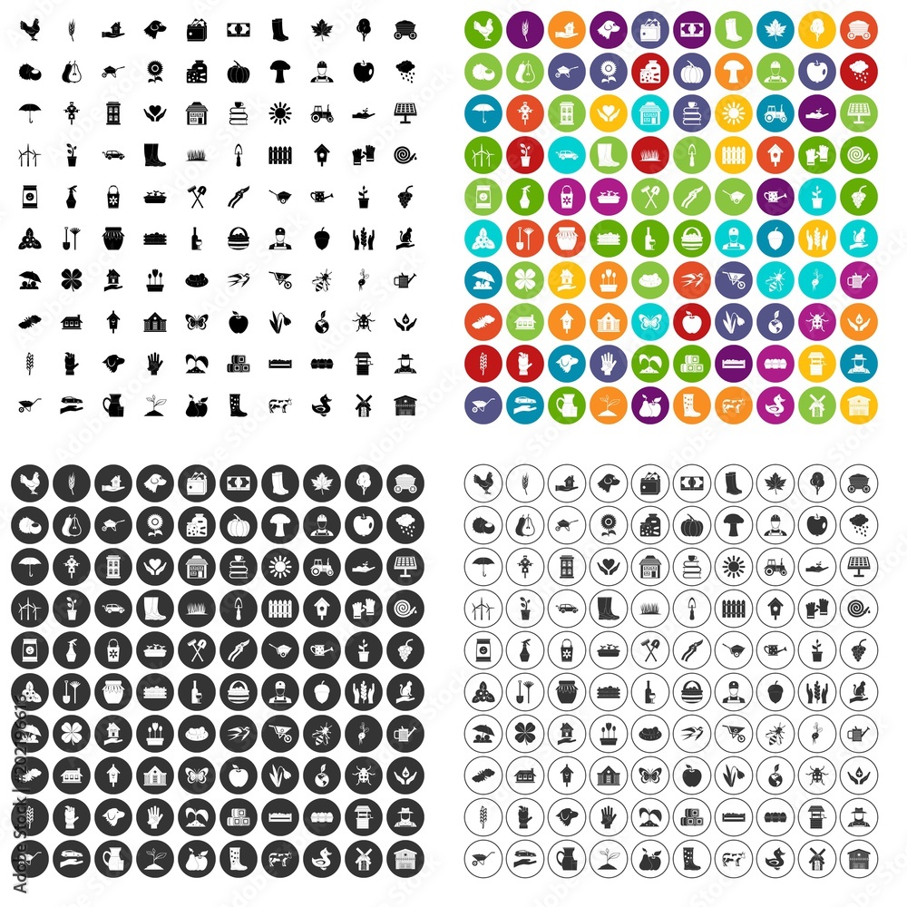 100 farm icons set vector in 4 variant for any web design isolated on white 100 farm icons set vector in 4 variant for any web design isolated on white