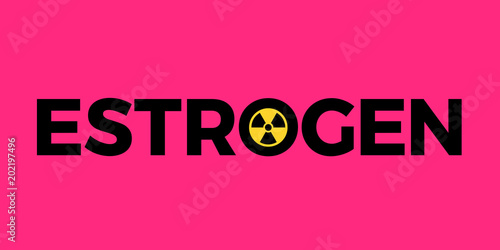 Toxicity of estrogen and oestrogen - female hormone is polluting environment - toxic danger. Vector illustartion with symbol of radiation