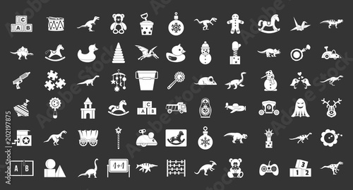 Toys icon set vector white isolated on grey background 