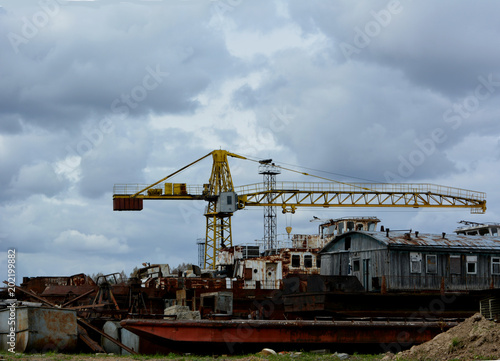 industrial landscape: a crane in the old river port