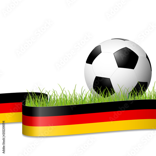 soccer ball behind german banner