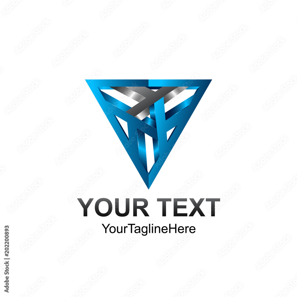 Fototapeta premium 3d Abstract triangle vector logo concept illustration. Pyramid triangle logo. Financial stability concept logo sign. Geometric logo sign. Vector logo template. Design element.