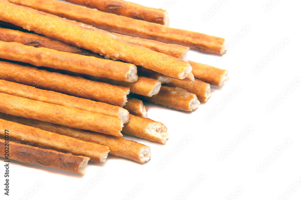 Salty sticks bread snack isolated on the white Salty sticks bread snack isolated on the white