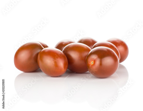 Black red grape cherry tomatoes set isolated on white background.