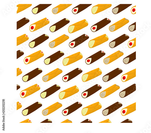 Vector illustration for various sweet waffles Sicilian dessert cannoli