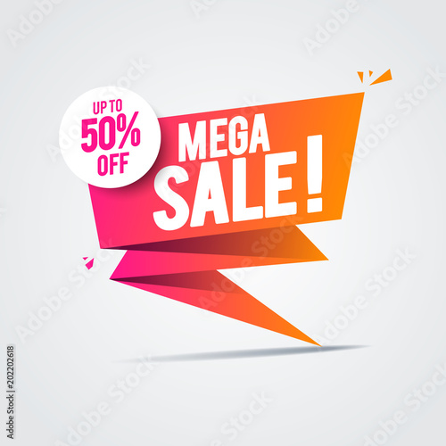 Vector illustration limited big offer mega sale banner, special offer, discounts, 50 off