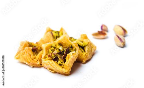 Arabic dessert with pistachio isolated