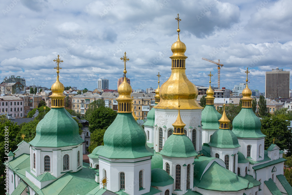 Aerial view of St. Sofia cathedral in Kyiv, Ukraine.