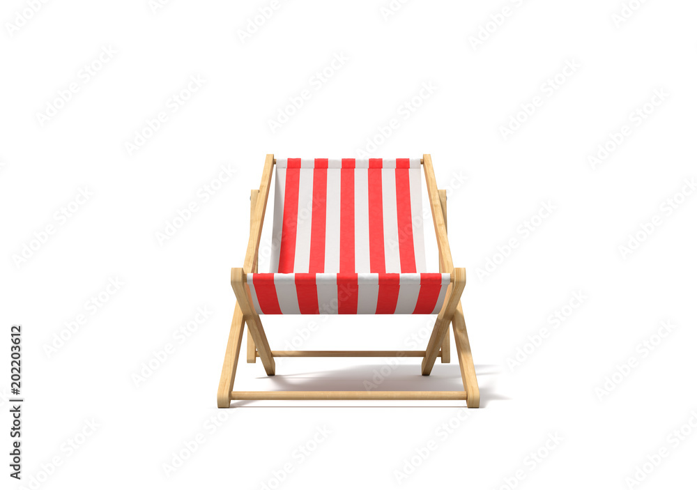 Fotografie 3d rendering of a white red deckchair in front view isolated on a white background