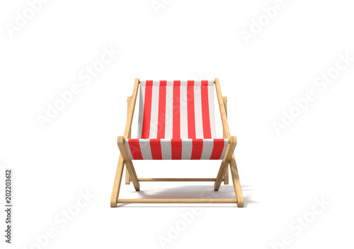 Photo 3d rendering of a white red deckchair in front view isolated on a white background