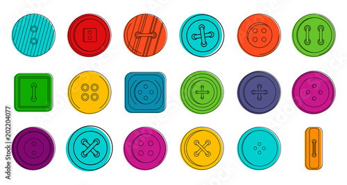 Buttons icon set. Color outline set of buttons vector icons for web design isolated on white background