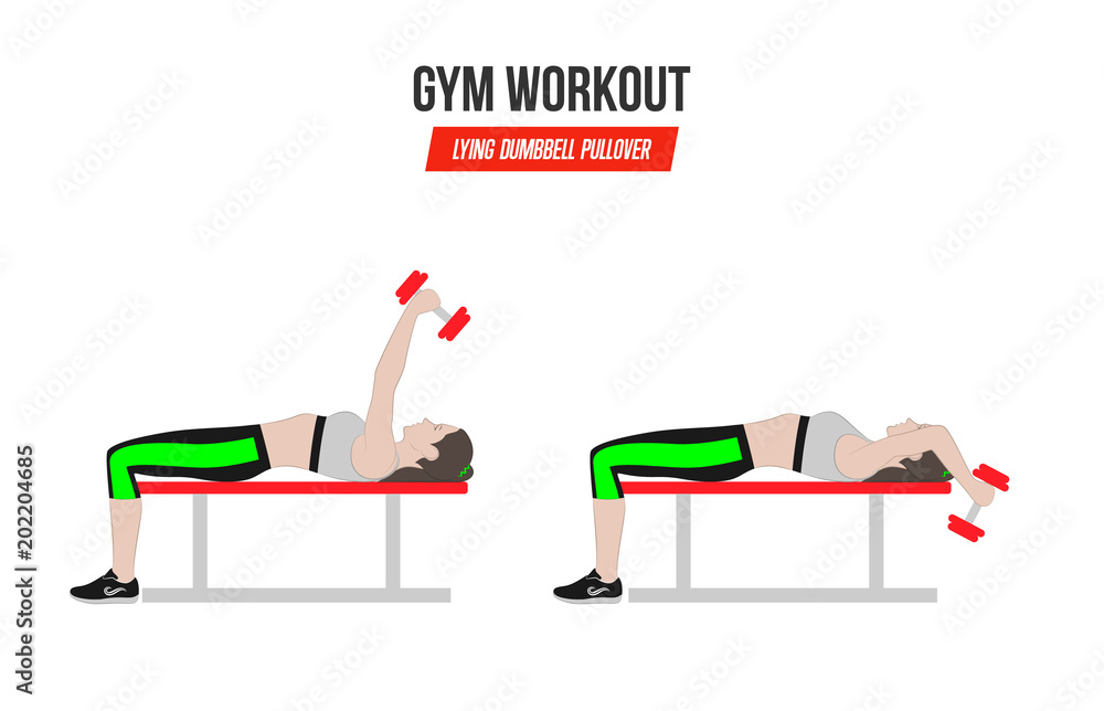 Lying dumbbell pullover. Sport exercises. Exercises in a gym