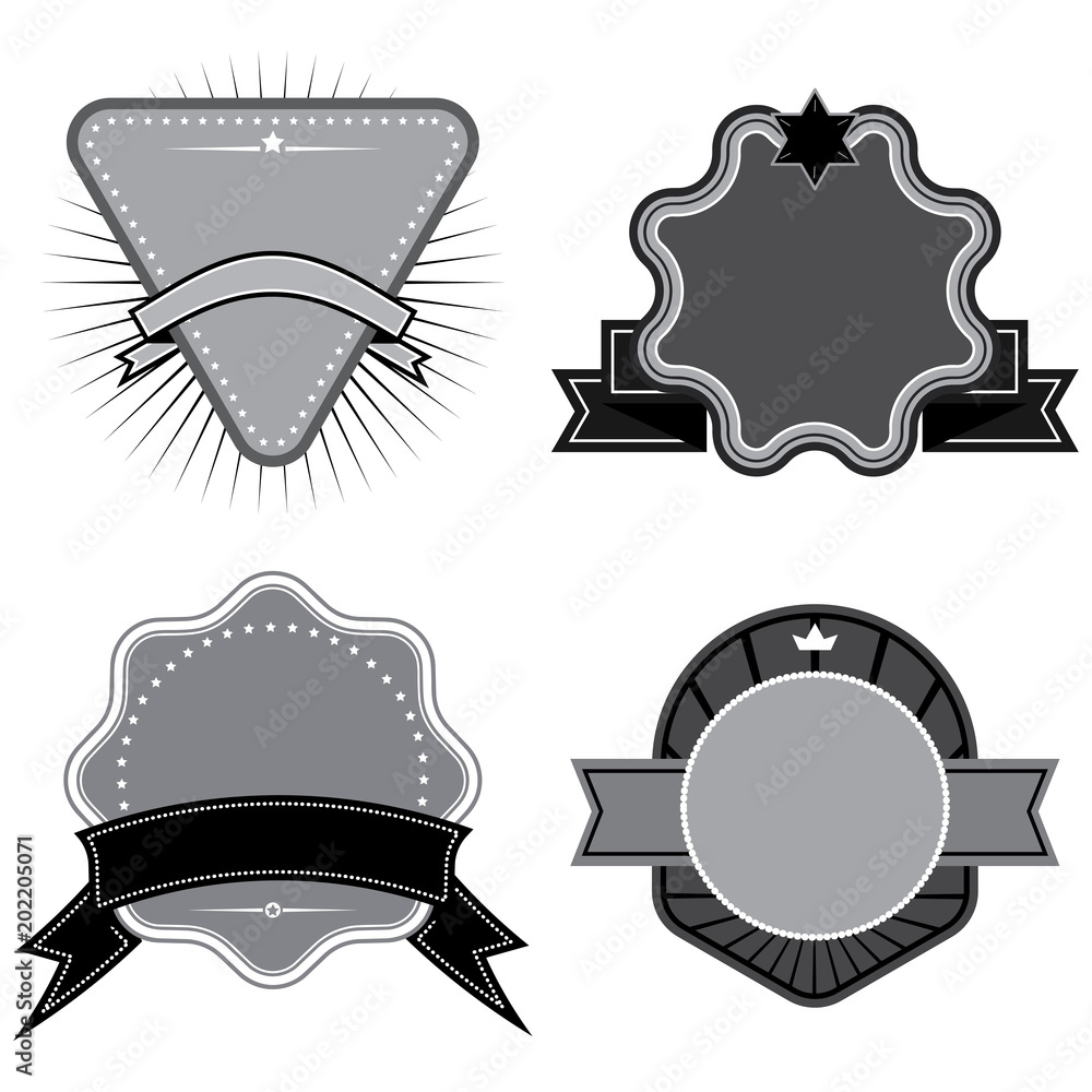 Set of badges ribbons and labels set 7