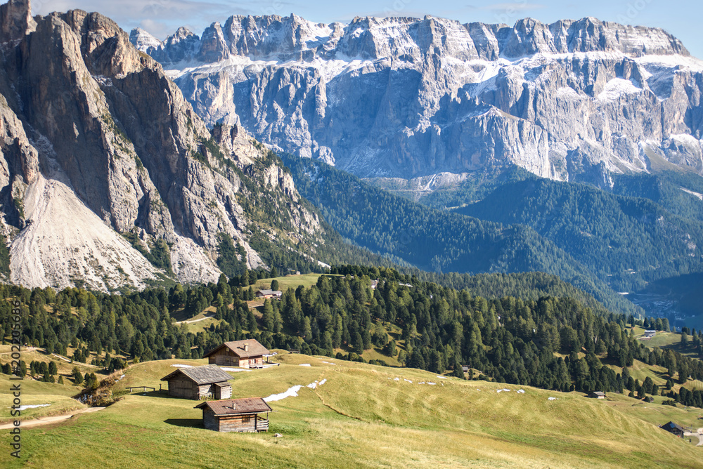 landscape of valley in the dolomites alps