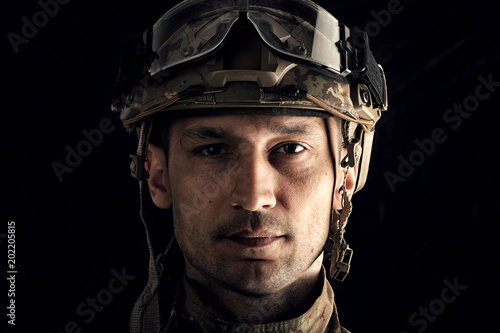 Macro view of military man